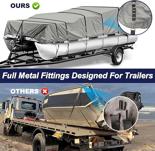 Miniatura 3 de Funda para lancha pontón remolcable resistente 900D para almacenamiento exterior en invierno, cubierta elástica impermeable para lancha pontón con