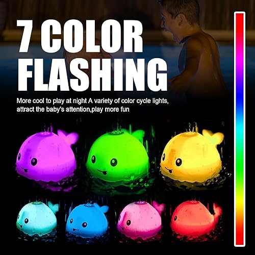 Miniatura 3 de ZHENDUO - Juguete de baño para bebé, ballena con espray automático de agua con luz LED, aspersor de inducción, juguete para tina, regadera, baño y