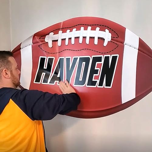 Miniatura 3 de Large Custom Football Wall Decal, Custom Name, 28"h x 48"w, 0568, For smooth walls only