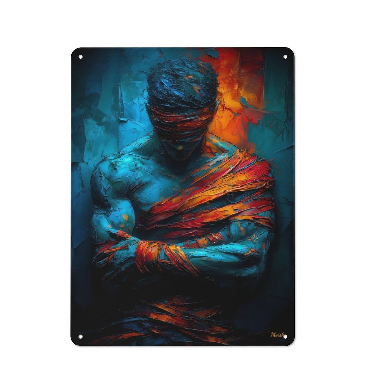 Junmoney Bound By Fire And Ice – Expressionist Figure Metal Wall Sign 40X30cm Featuring For Home Bar Wall, Suited To Bar Sign Collectors