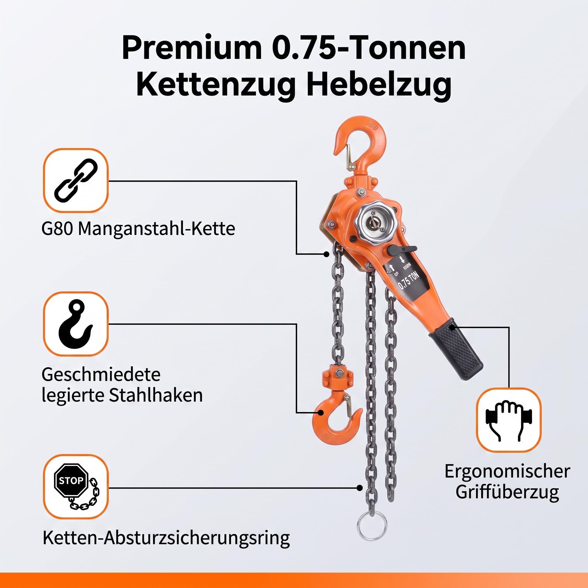 Ejoyous 3 Meter 0.75T Hebelzug Kettenzug Flaschenzug Ratschenzug Kette