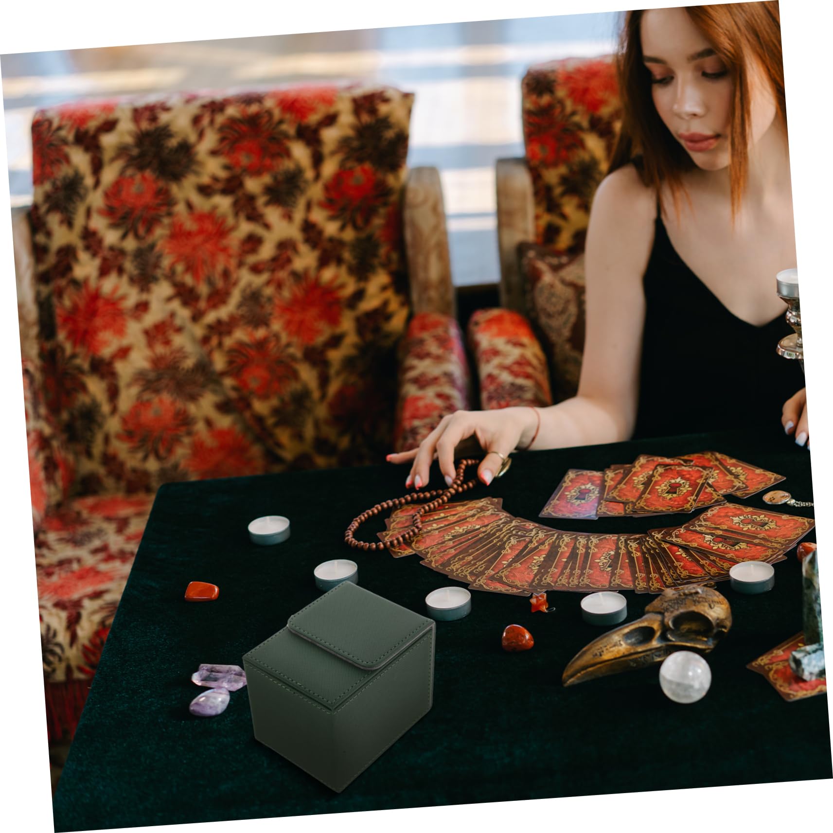 Yardwe 5 Pz scatola porta carte caso dell'unità di elaborazione per la casa organizer per mazzi titolare di carte da gioco custodia per carte Unità di elaborazione di compressione Green