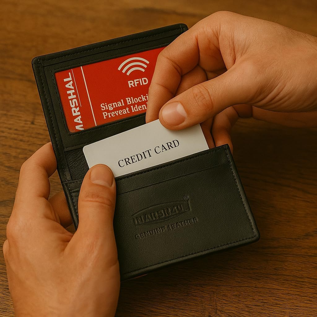 Marshal® RFID Blocking Mens Leather Expandable Business Card Case Wallet - Image 3