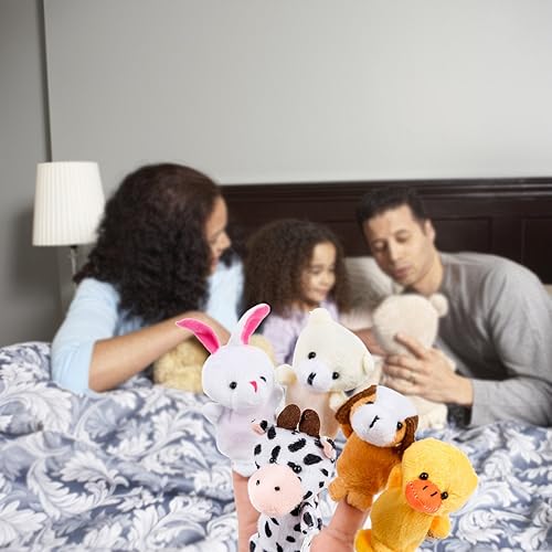 Miniatura 7 de Oiuros 20 piezas de diferentes animales marionetas de dibujos animados marionetas de dedo de suave terciopelo muñecos accesorios juguetes para la