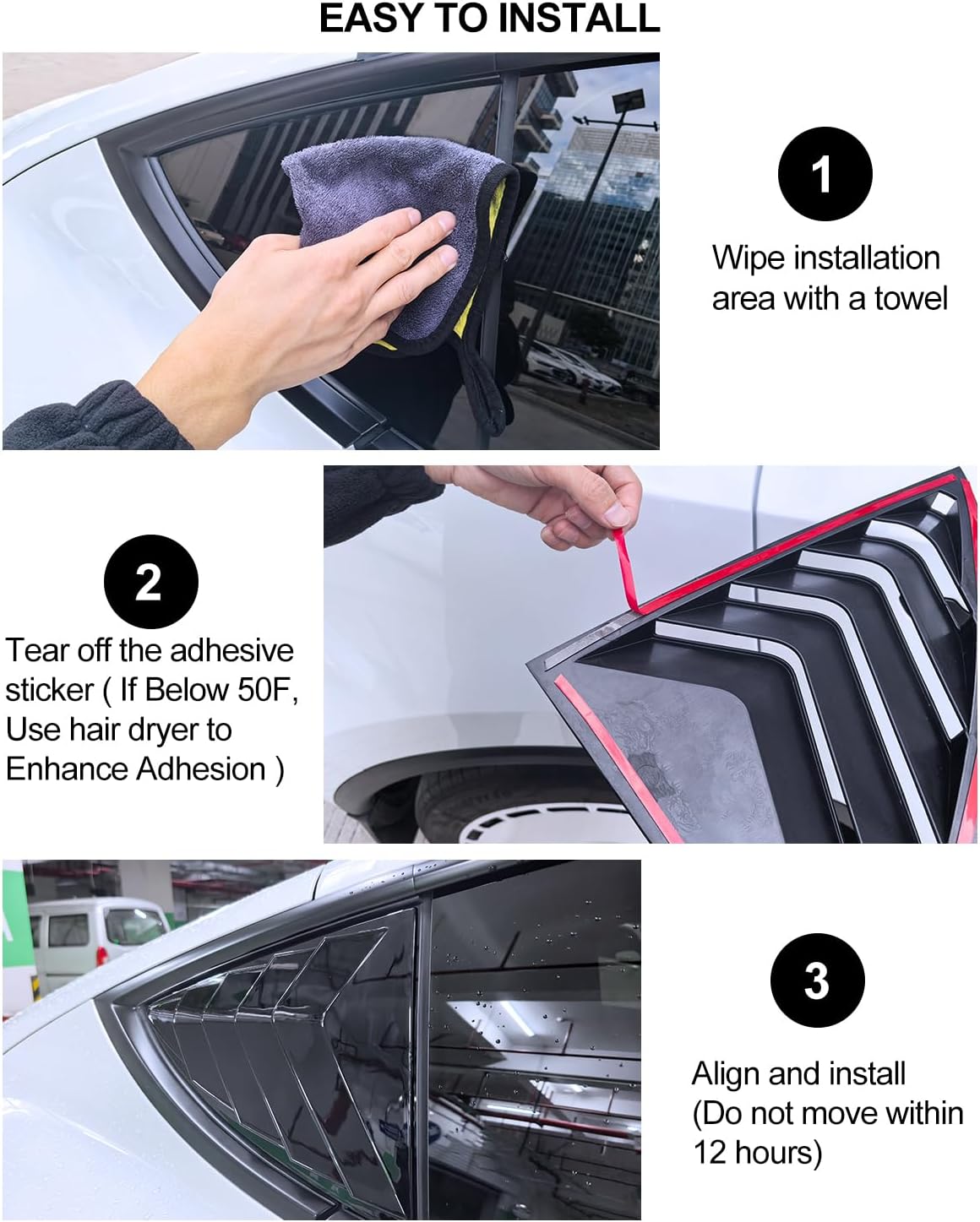for Tesla Rear Side Window Cover Louver Model Y Refreshed Juniper Accessories 2020-2026 ABS Side Window Louver Cover Sport Style Rear Window Blinds Air Vent Scoop Shades Exterior Decoration