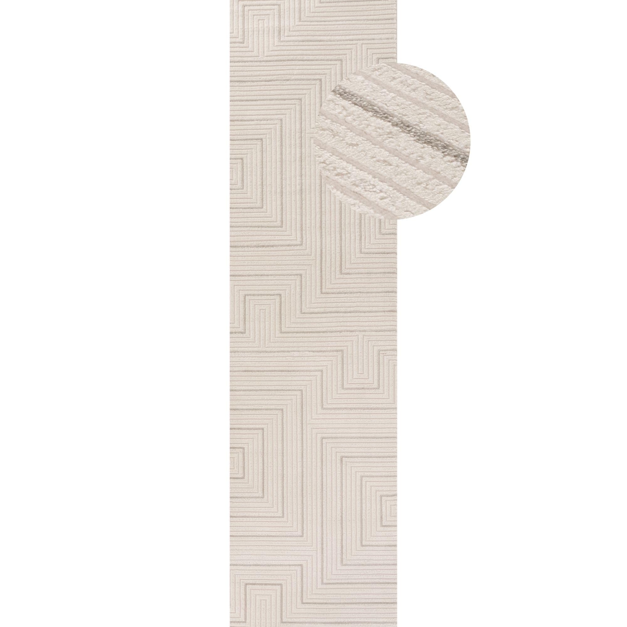 THE RUGS Carmel Modern Area Rugs & Runners Geometric Stain Resistant in Grey | Size: 80cm x 300cm