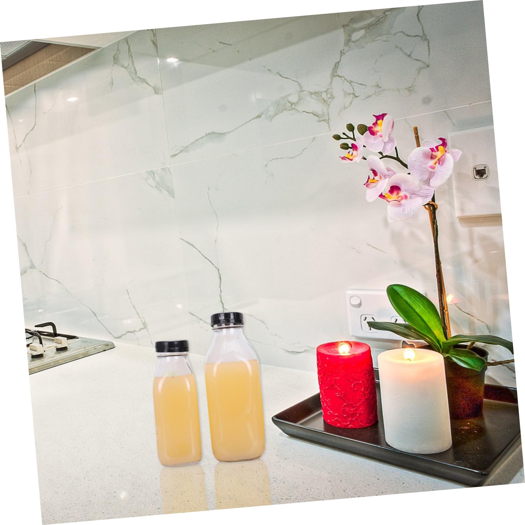 5 Stück 300ml Glasflaschen Transparent für Milch, Wasser, Saft, Joghurt