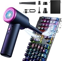 Vista 9 de Evaline Plumero de aire comprimido – 3 engranajes ajustables 100000RPM eléctrico con luz LED, ventilador inalámbrico para teclado de computadora