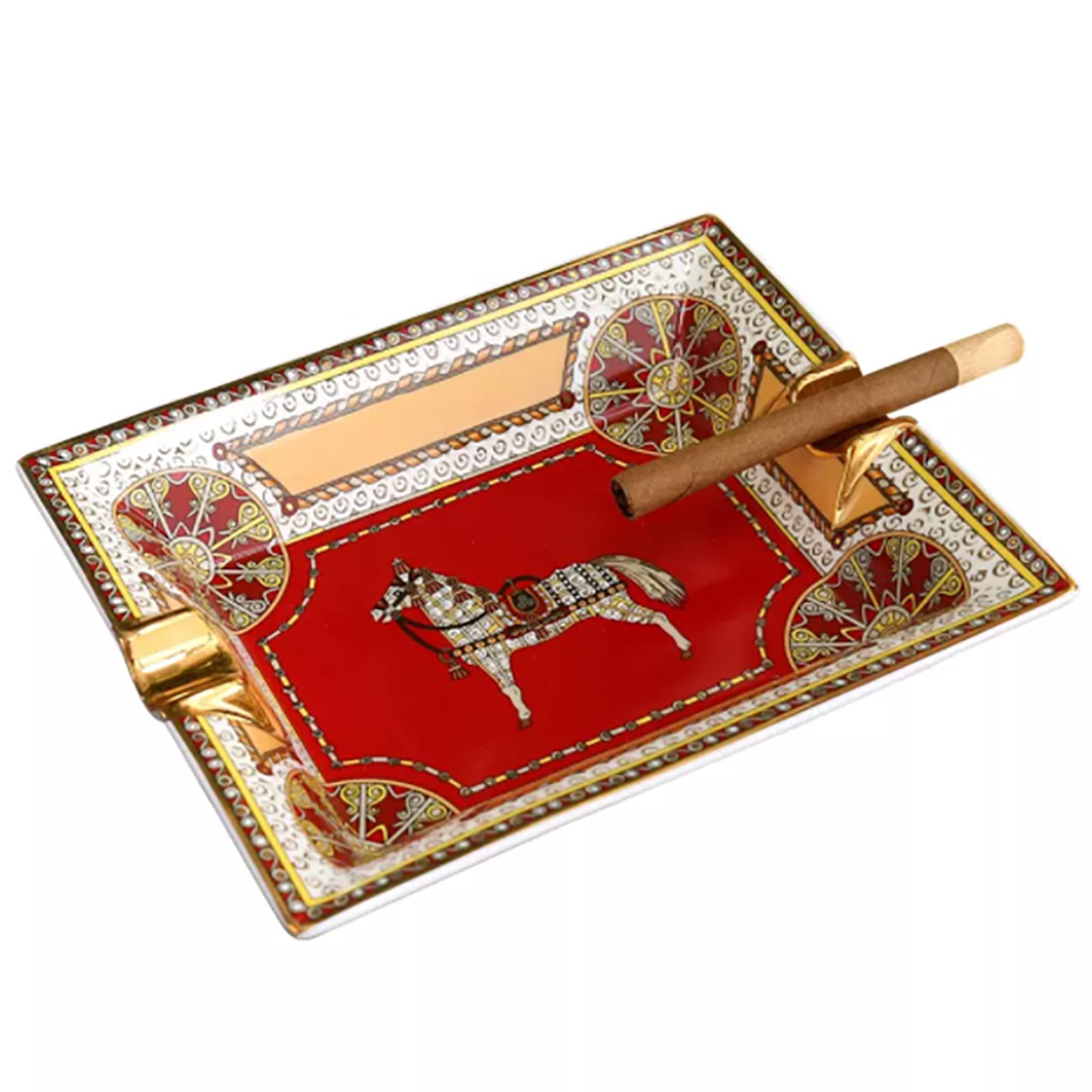 Posacenere Per Sigari In Ceramica Dorata Dipinta, Posacenere Per Sigari Di Lusso, Grande Posacenere Per Sigari In Vetro Pesante, Facile Da Pulire, Per Casa E Ufficio, Set Regalo Per Uomini E Donne