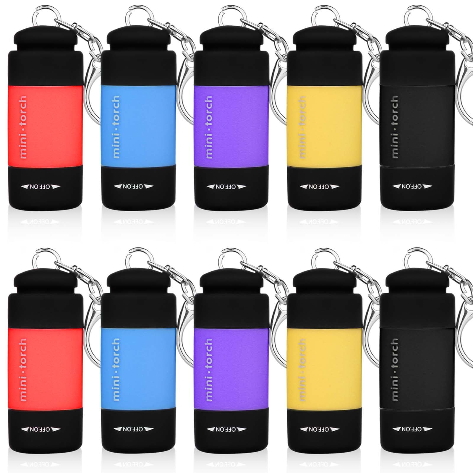 4 Mini Torce LED Ricaricabili USB – Impermeabili IPX8 Con Portachiavi, Per Campeggio Ed Emergenze, Assortite