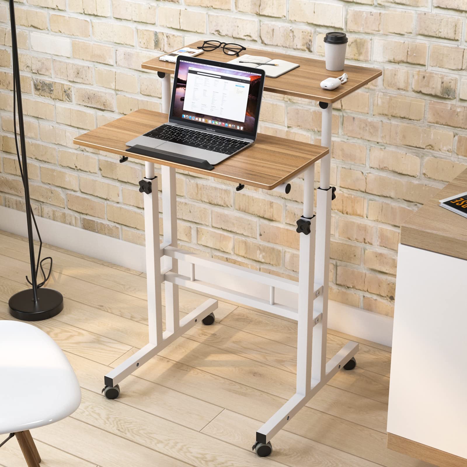 sogesfurniture Scrivania regolabile per computer, postazione di lavoro, scrivania per casa e ufficio, 60 x 30 x 70-115 cm, rovere BHEU-101-OK