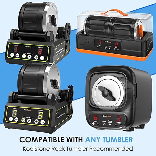 Miniatura 2 de KoolStone Rock Tumbler Grit and Ceramic Tumbling Media 4 libras, kit de medios de recambio de pulido, pulido hasta 25 libras de rocas, compatible