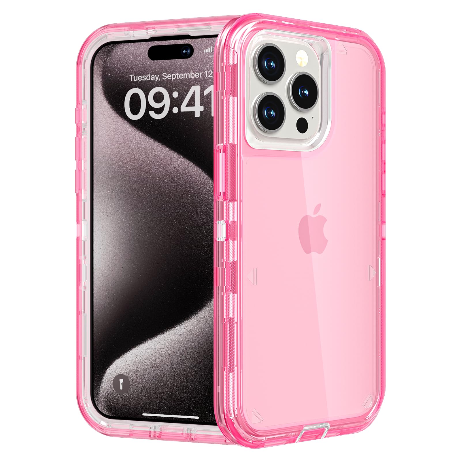 oma Funda para iPhone 15 Pro Max, anticaídas, resistente a los golpes, funda protectora transparente de múltiples capas compatible con iPhone 15 ProMax, 6.7 pulgadas, rosa cristal
