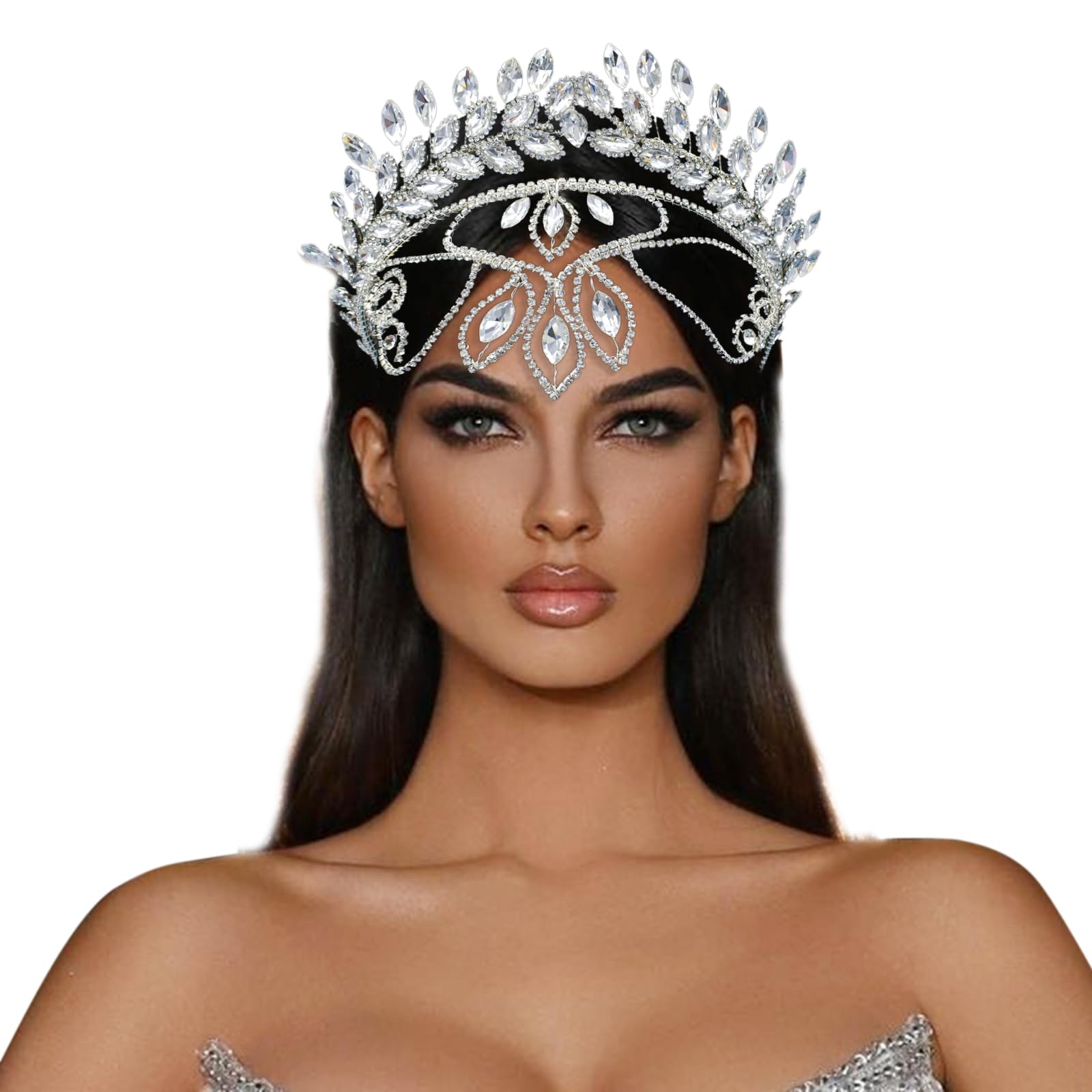 Diadema de boda, tocado nupcial con diamantes de imitación