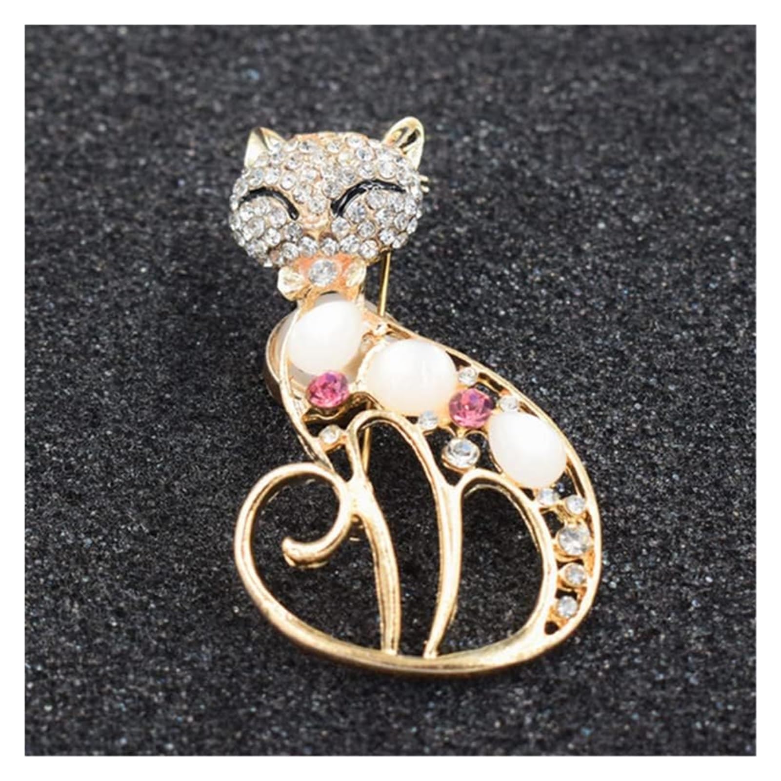 Broche for mujer Ropa Broche de gato Mariposa Diamante de imitación Aleación de mujer Alfileres de animales Ramillete de cristal Pin de solapa Botón de cuello Vestido de fiesta Accesorios ( Color : Gl