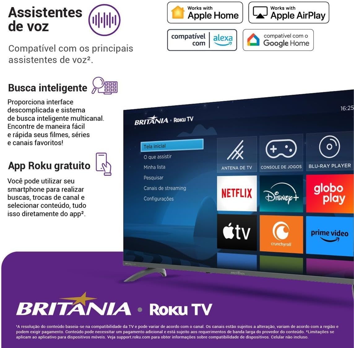Smart TV 43” Britânia BTV43VA4REGB Roku TV LED Dolby Audio
