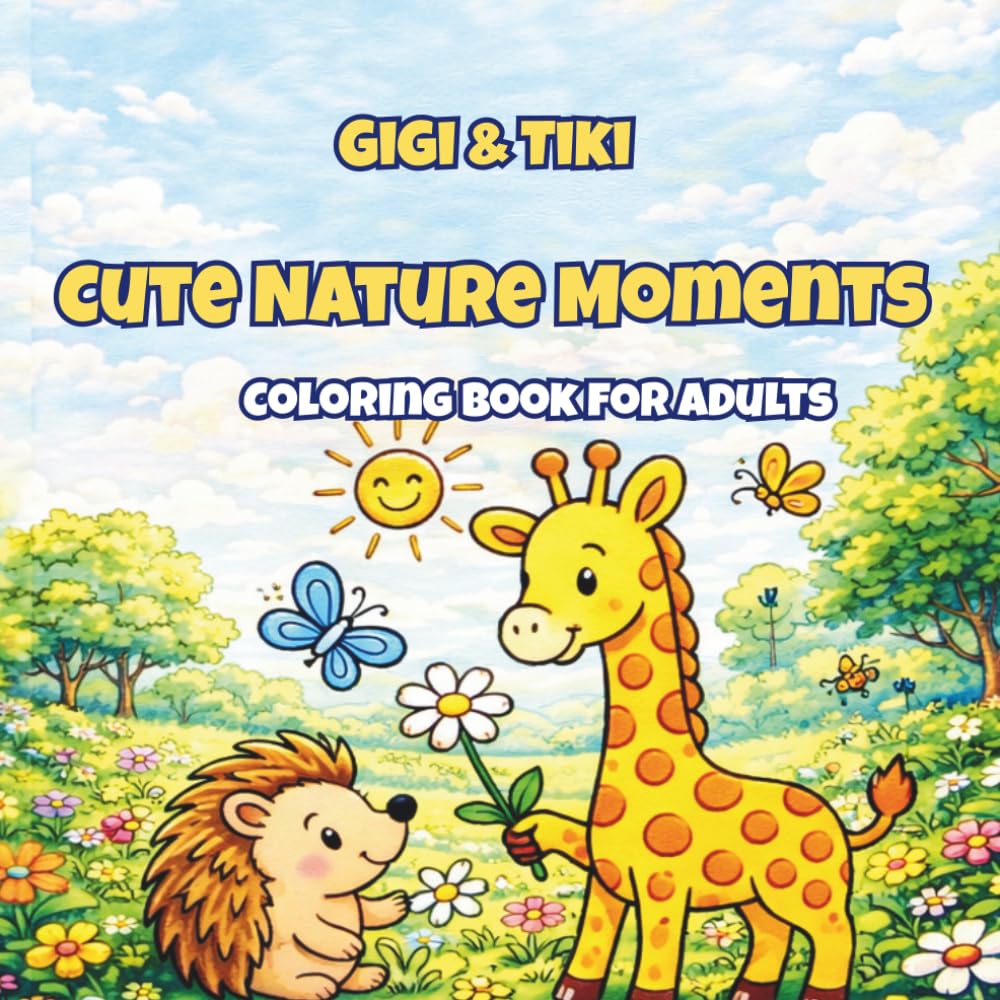 Gigi & Tiki: Cute Nature Moments: A Cozy Kawaii Coloring Book for Adults with Cute Animals, Relaxing Nature Scenes, and Sweet Friendship Moments