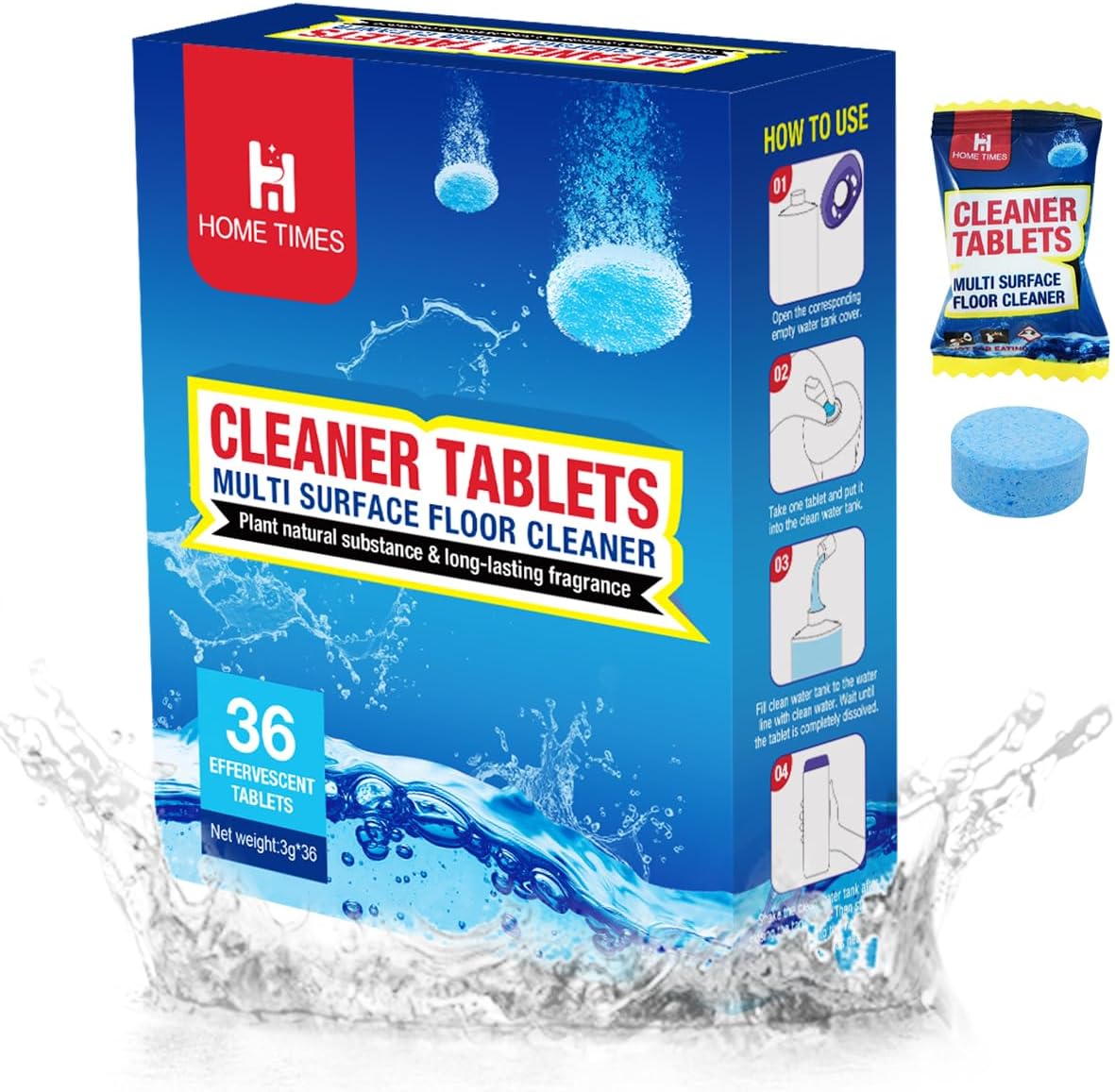 Mul-surface Floor cleaner,Deep Cleans For All Vacuums Robot Mop,Compatible With Tineco S3/S5/S7，Roborock S8 MaxV Ultra/S7 MaxV Ultra/Ecovacs X1 Deebot Etc Cleaning Machine Solution-36 Tablets