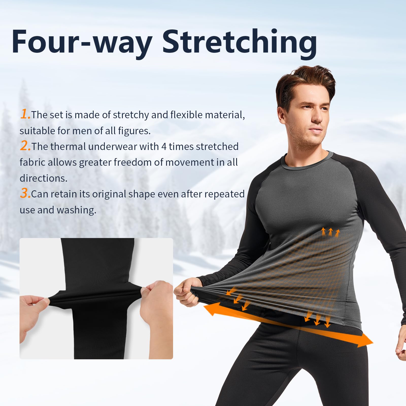 Leeboom Intimo Termico Uomo Invernale Tuta Termica Uomo Antivento Intimo Termico Sci Uomo Biancheria Intima Termica Set per Sci Palestra Ciclismo Corsa