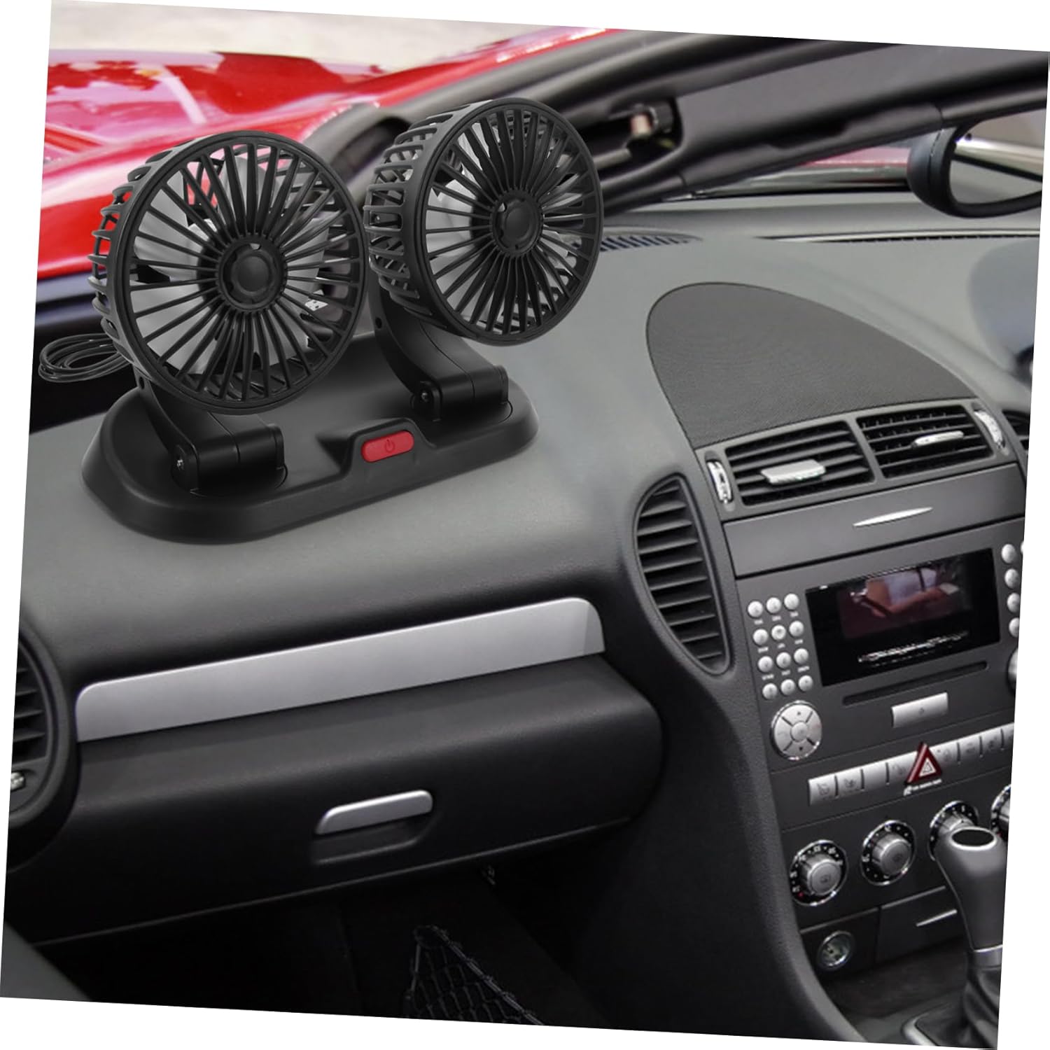 Gatuida 2pcs Double Head Car Fan Portable Auto Cooling Fan Rotation for Dashboard USB Power Supply for Car Ac Replacement