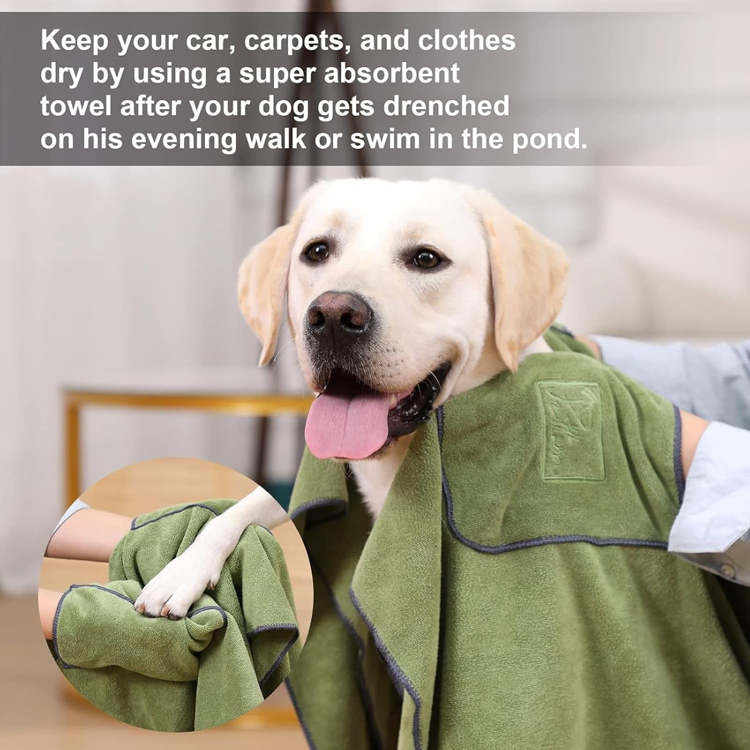 PETTOM 2 Pcs Dog Towel Quick Drying Absorbent Microfiber Dog Towel Artero, Bath Towels with Pockets for Small, Medium and Large Dogs, 90 x 50 cm 8