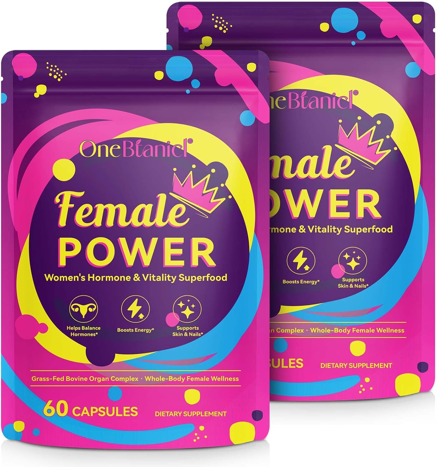 Beef Organ Supplement for Women – Hormone Balance & Stress Relief Supplement, Supports Skin & Nails, 100% Grass-Fed Beef Organ Capsules(Liver, Kidney, Heart, & 3 More), Non-GMO, 2 x 60Pc