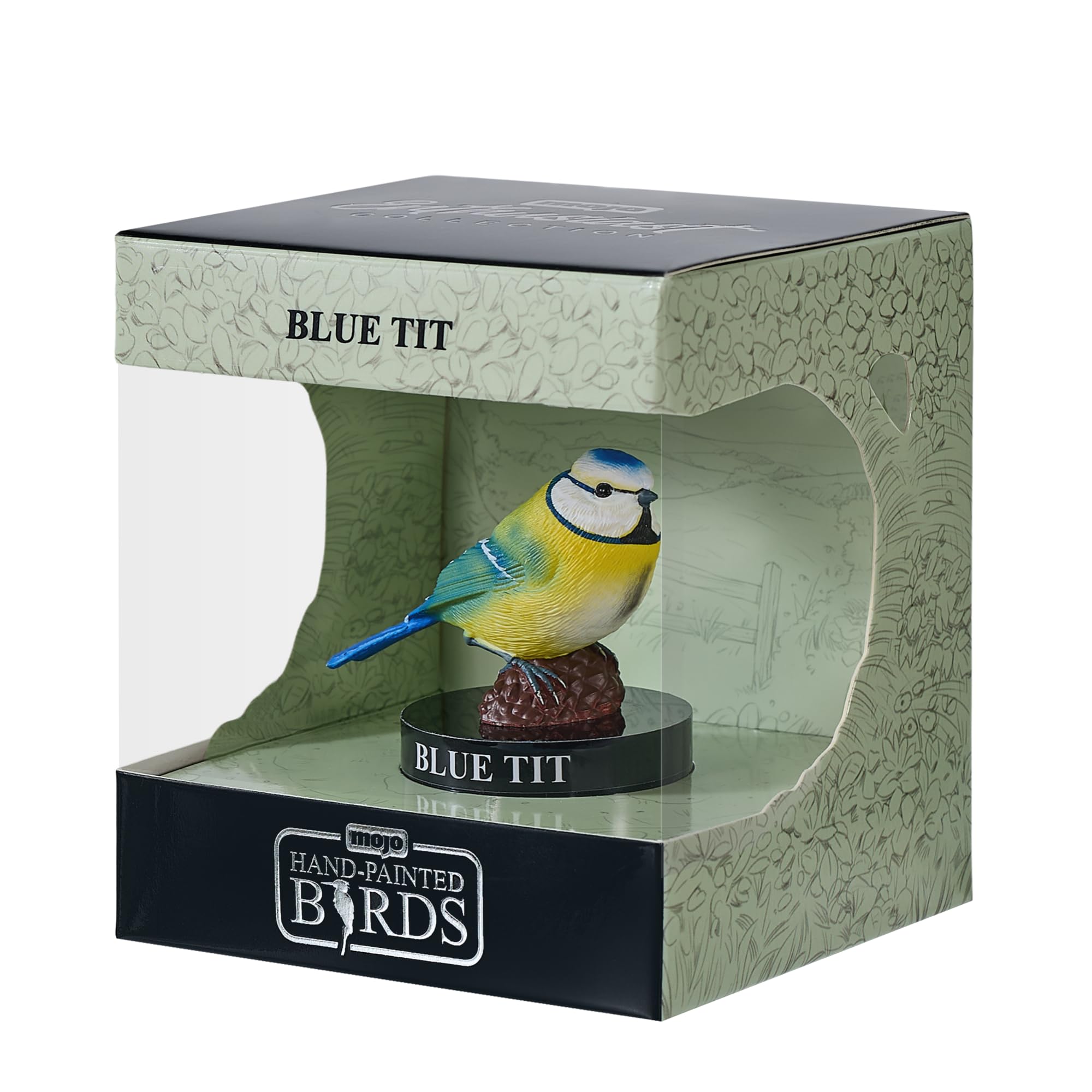 MOJO | Blue Tit Garden Bird Enthusiast Collection Series 1, Hand-Painted Figurines, Wildlife Collectibles, Toys, Detailed Sculptures with QR Code for Fun Facts