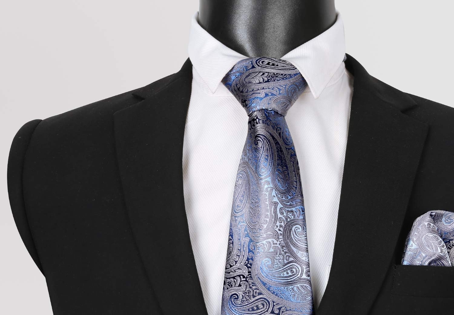 Alizeal Mens Gradient Paisley Necktie and Pocket Square Set - Image 2