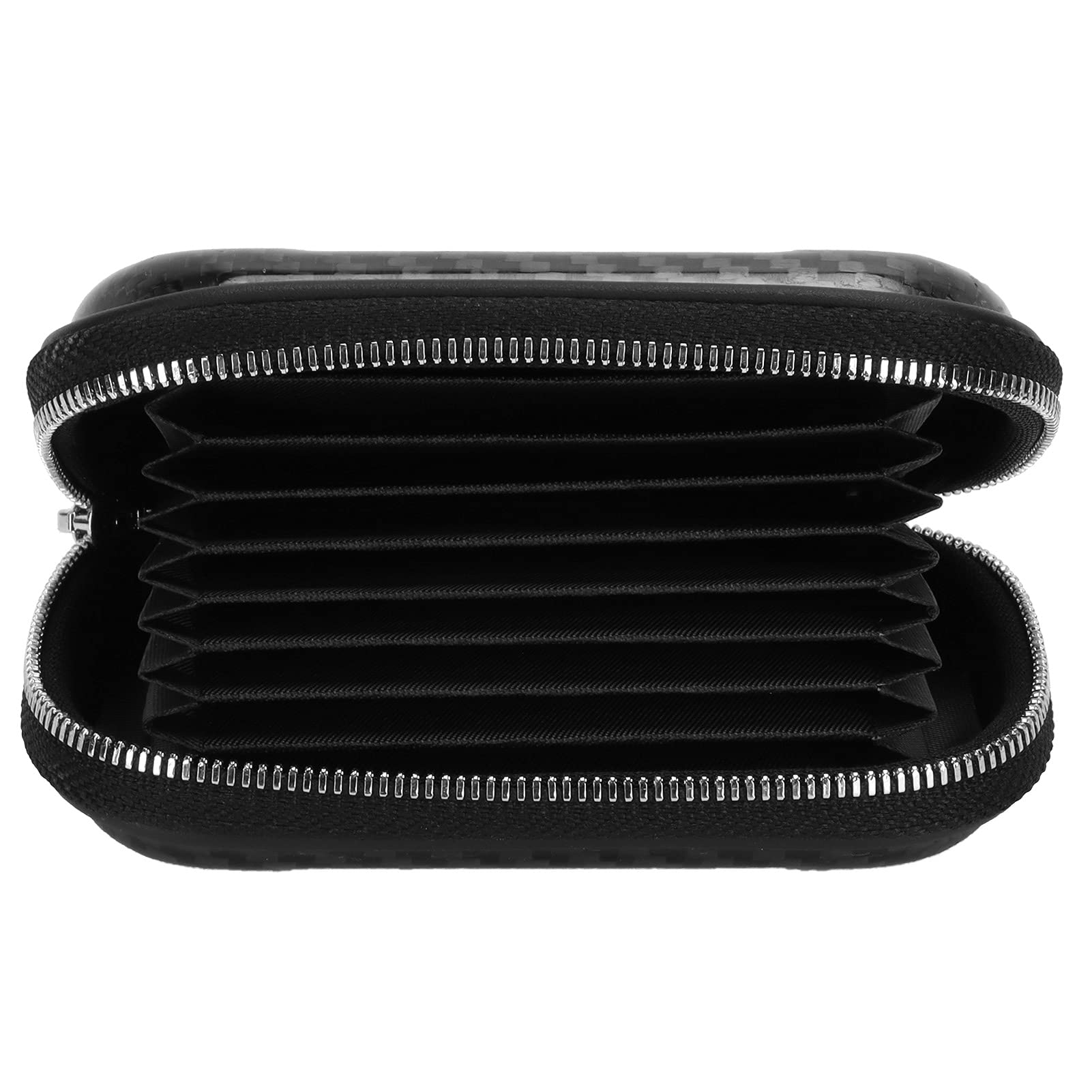 Porta del biglietto da visita del portafoglio in carbonio, carta di credito, durabilmente per carte, fatture e ricevute, dimensioni compatte 13x8x3,5 cm (Black)