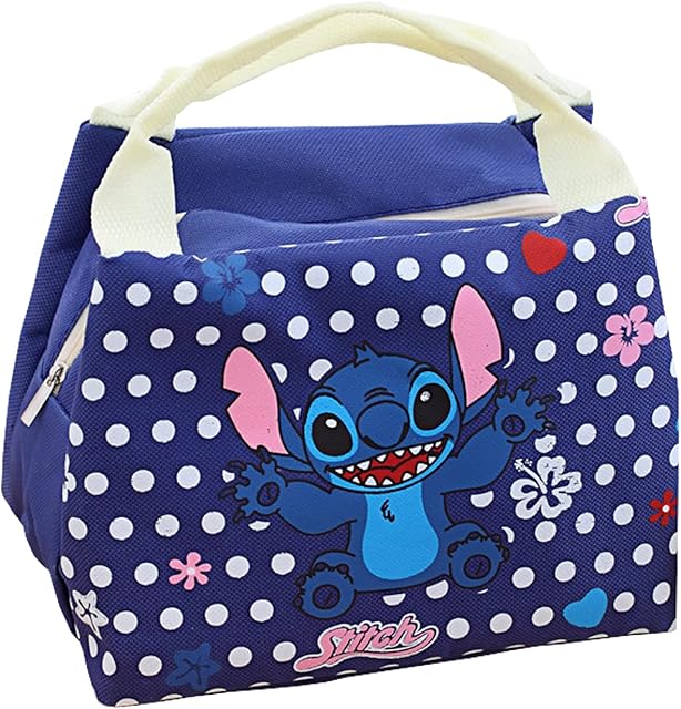 Stitch Lunch Bag,Wopin Cartoon Insulation Bag,Insulated Food Container Thermal Lunch Tote Bags,Reusable Food & Drink Thermal Cool Bag for School Nursery Snacks Picnic