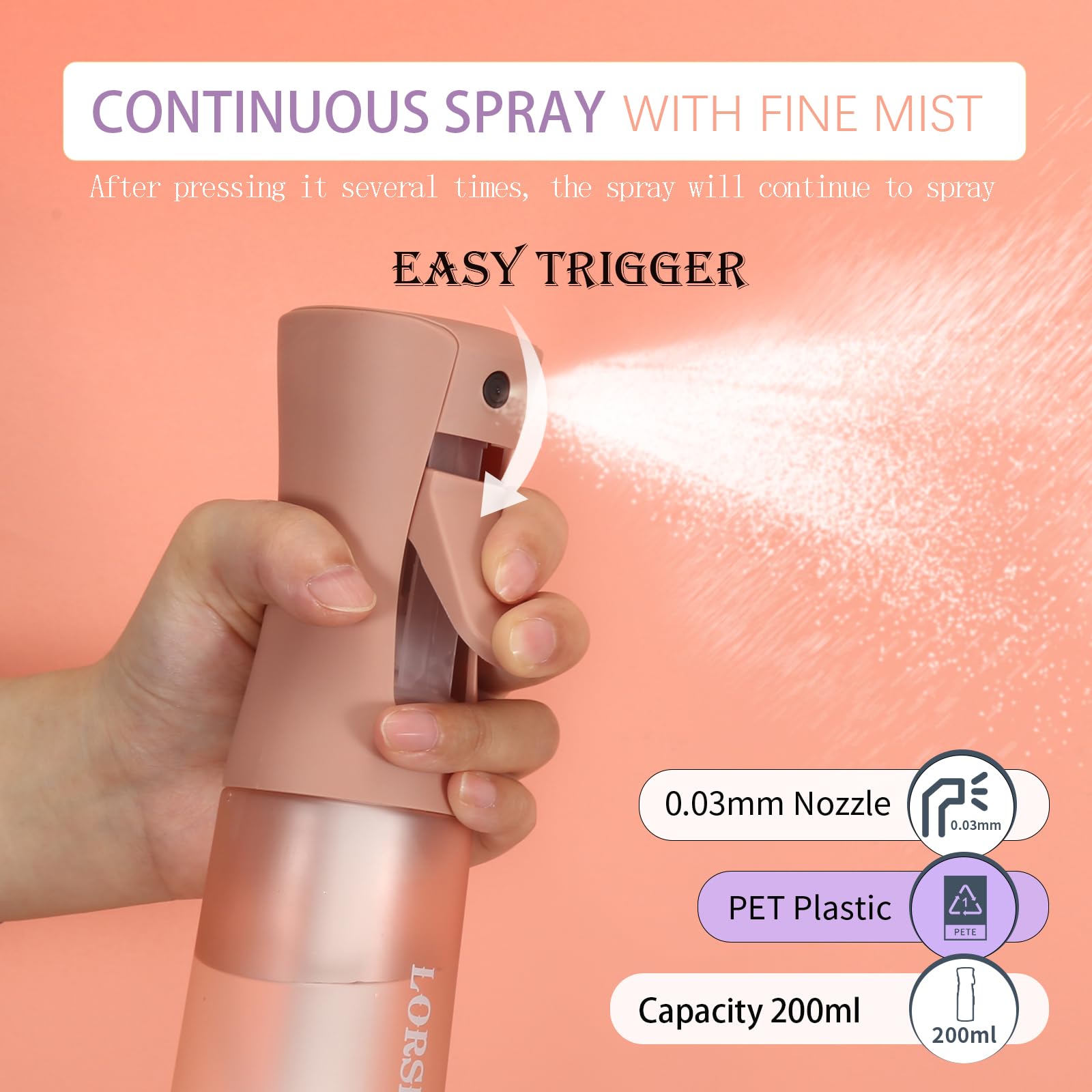 Cepillo para el cabello con botella de spray para el cabello de 200 ml, cepillo desenredante para cabello natural para cabello afro 3a a 4c, cabello rizado, ondulado y rizado (terracota)