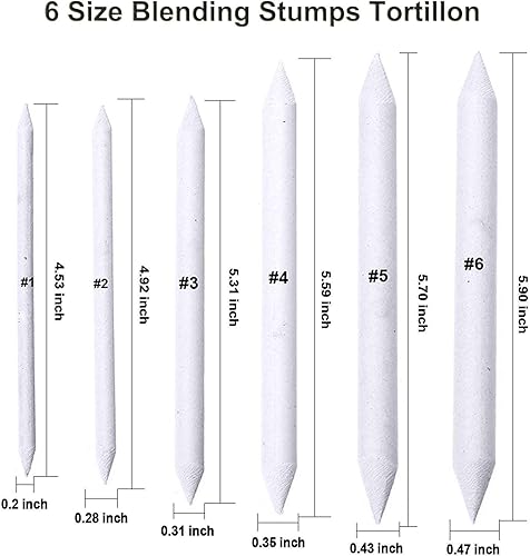 Miniatura 2 de Cettkowns 36 piezas de mezcladores de arte de tocón y tortillón para dibujo de bocetos de estudiante