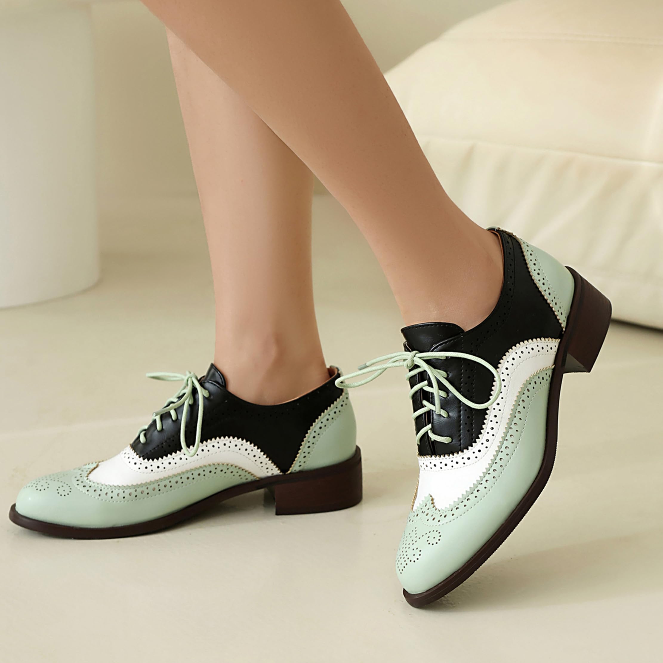 Brogue Derby Damen Schnüren Low Blockabsatz Männer Arbeit Schuhe