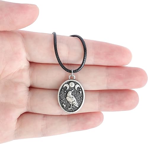 Miniatura 2 de HAQUIL Raven Necklace, Wiccan Raven Triple Moon Goddess Charm Pendant, Raven Jewelry Gift for Men and Women