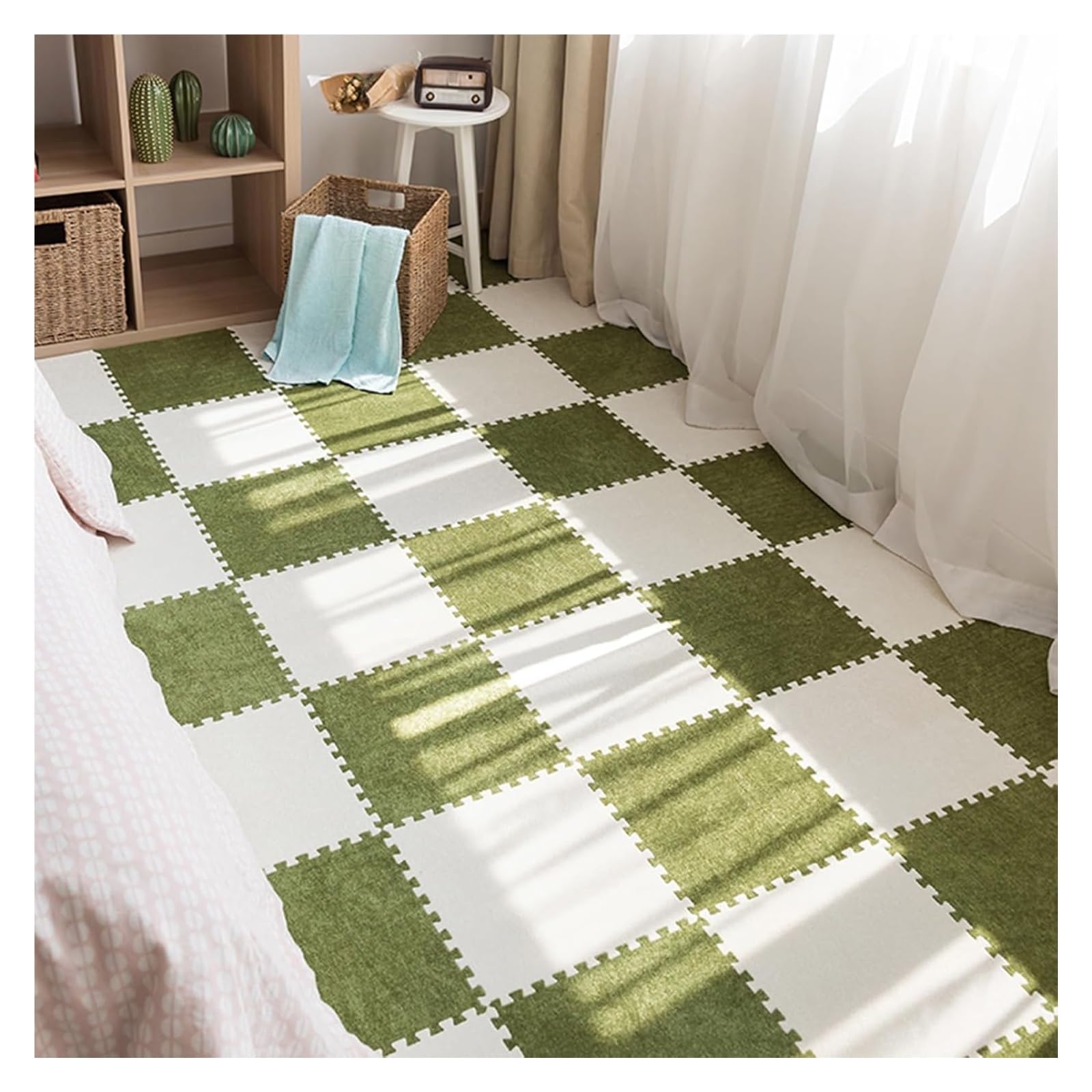 Baldosas alfombra puzzle contra suelos fríos felpa suave para bebés y niños