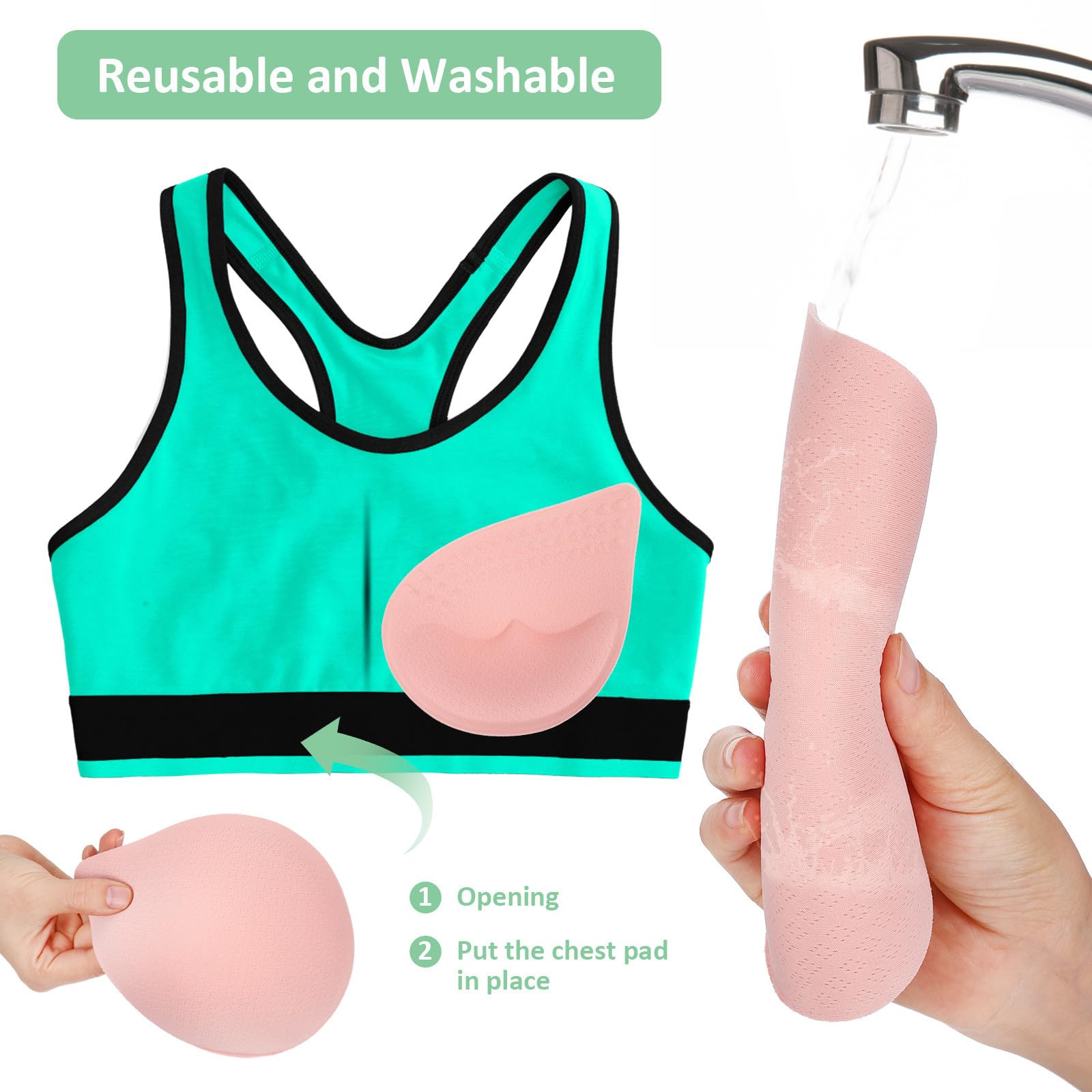 Uonlytech para Sujetador de Fibra Elástica y Poliéster 12 Pares de Almohadillas Cómodas y Transpirables para Vestidos de Noche y Trajes de Baño