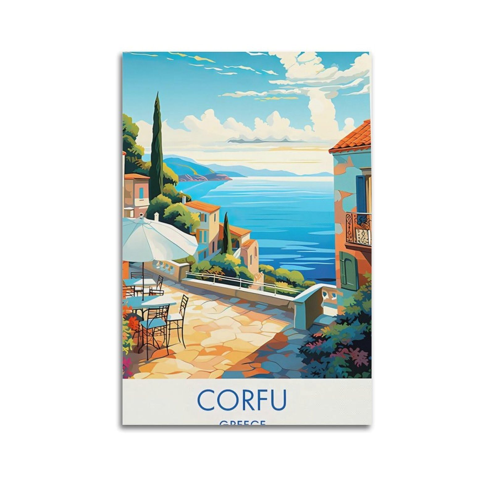 EZMLFA 5D Diamond Art Kits for Beginner,Corfu Greece Crystal Rhinestone Embroidery Craft Kits for Home Wall Decor Gifts, 50x60cm
