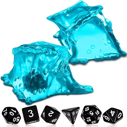 Miniatura 1 de Deekin Dados de cárcel gelatinosos cubos de resina de prisión, 7 dados para juegos de rol con contenedor de dados, juego de dados poliédricos