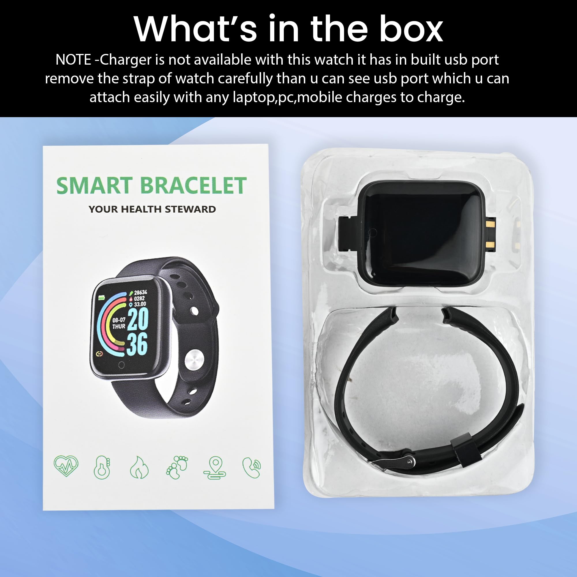 Bouncefit M I D116 Fitness Band Smart Watch for Men, Women, Boys, Girls, Kids – Single Touch Interface, Water Resistant, Workout Modes, Quick Charge Sports Smartwatch – Black I — Amazon image 7