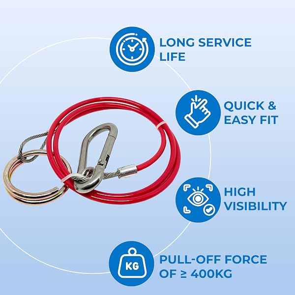 Double Dragon Heavy Duty Trailer Caravan Breakaway Break Away Cable, Durable, Williams Caravan Horsebox Boat Plant Coupling Safety Cable, Burst Ring, 1M Stainless Steel Cable, Pull-off Force ≥ 400kg - 5