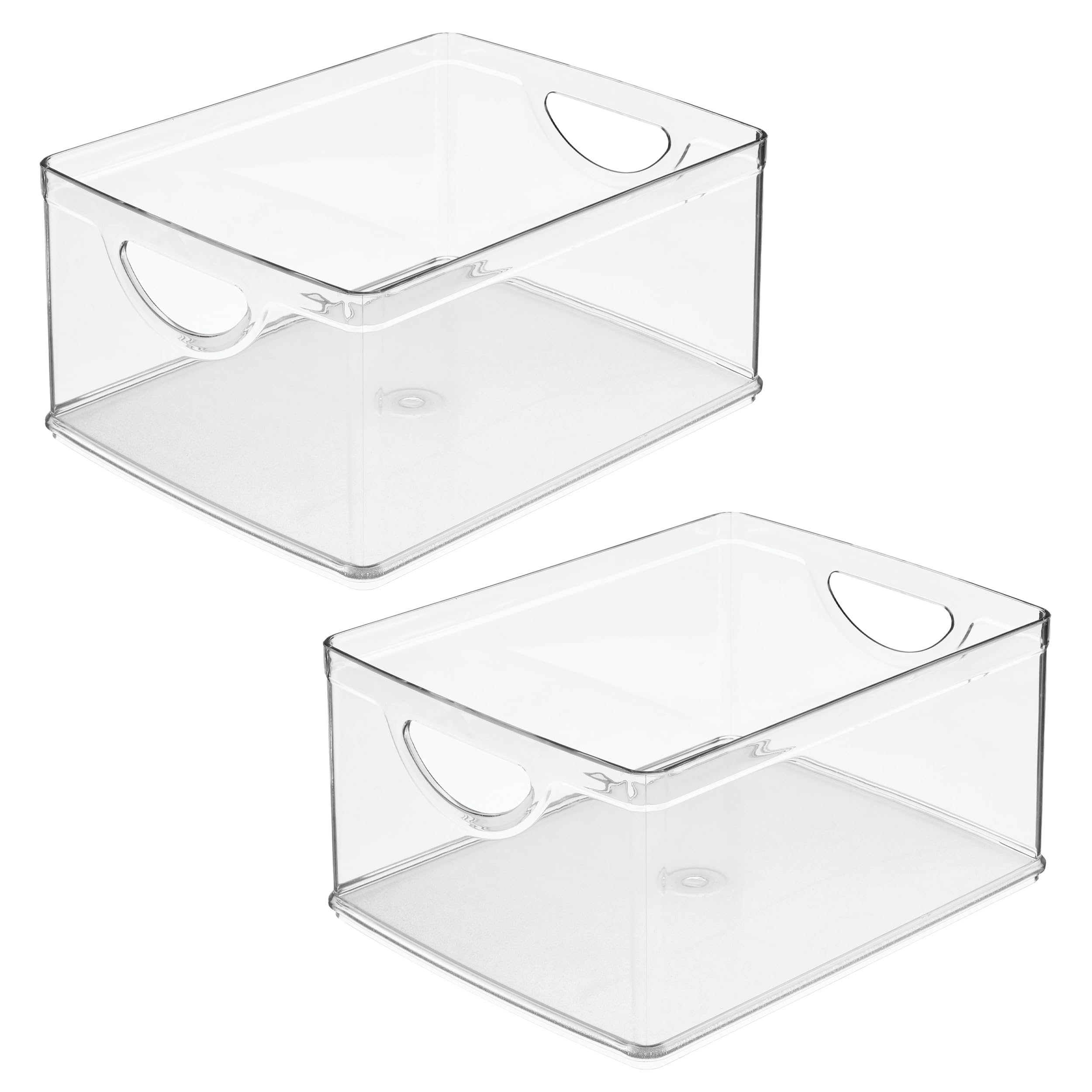 InterDesign iDesign - Contenedores de almacenamiento para despensa con asas, organizadores para armarios o nevera, juego de 2, transparentes