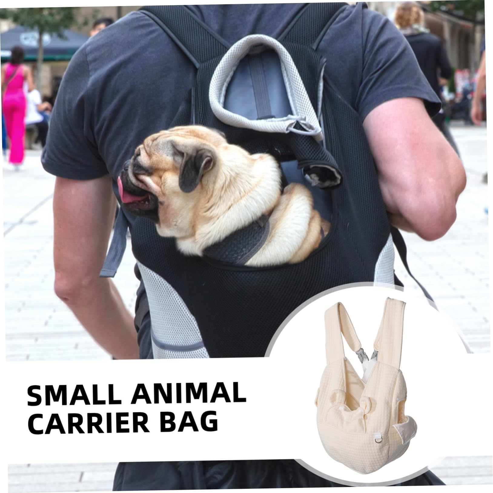 GANAZONO Welpenrucksack aus Baumwolle mit Atmungsaktivem Material und Transparentem Fenster Kleiner Haustier Tragerucksack für Reisen und Wandern mit Mehreren Fächern und Crossbody Design