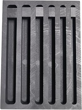 Gold Silver Graphite Ingot Mold Mould Crucible for Melting Casting Refining, Long Strip Graphite Mold 6 Strips 110x80x15MMInner Photo Sizes