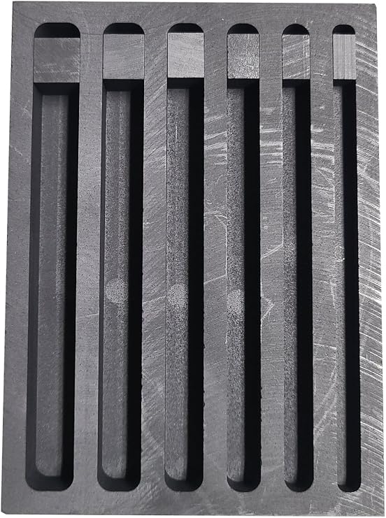 Gold Silver Graphite Ingot Mold Mould Crucible for Melting Casting Refining, Long Strip Graphite Mold (6 Strips 110x80x15MM(Inner Photo Sizes))