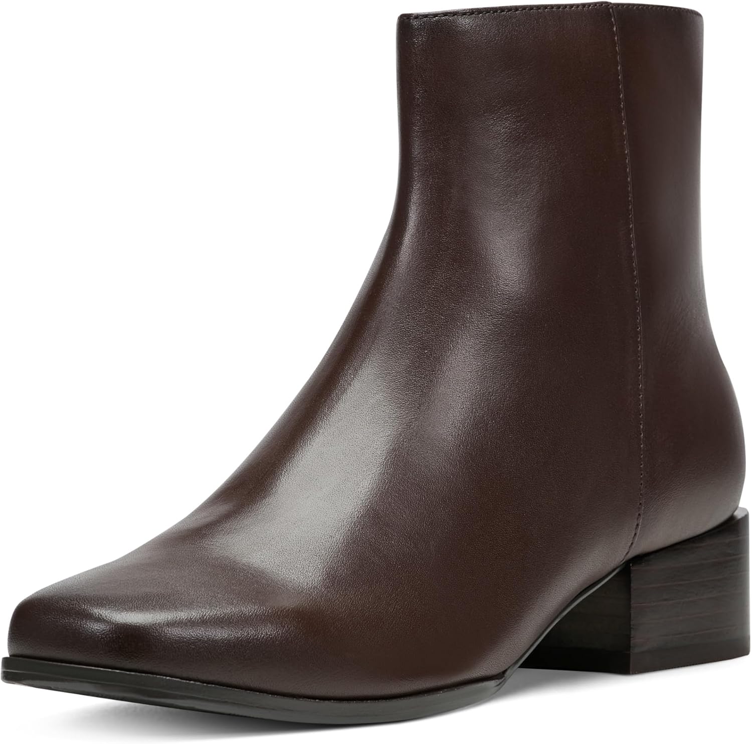 Easy Spirit Women's SIDNEY Block Heel Square Toe Dress Bootie, Dark Brown 201, 8 W