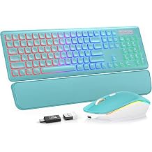 Wireless Keyboard and Mouse Combo, RGB Backlit, Rechargeable & Light Up Letters, Full-Size, Soft Typing, Sleep Mode, 2.4GHz Quiet Keyboard Set for Mac, Windows, Laptop, PC, Trueque KM42Pro | Light Up Letters, Full-Size, Soft Typing, Sleep Mode, 2.4GHz Quiet Keyboard Set for Mac, Windows, Laptop, PC, Trueque KM42Pro