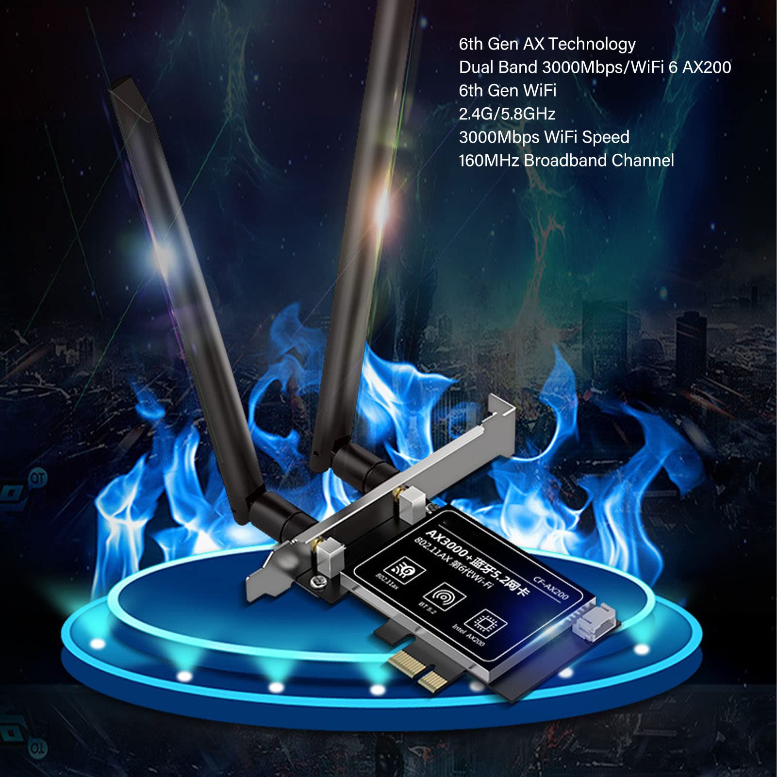 Vikye Scheda WiFi PCIe per PC, Scheda di Rete Wireless Dual Band da 2,4 GHz 5 GHz per PC Desktop Gaming Compatibile con 802.11