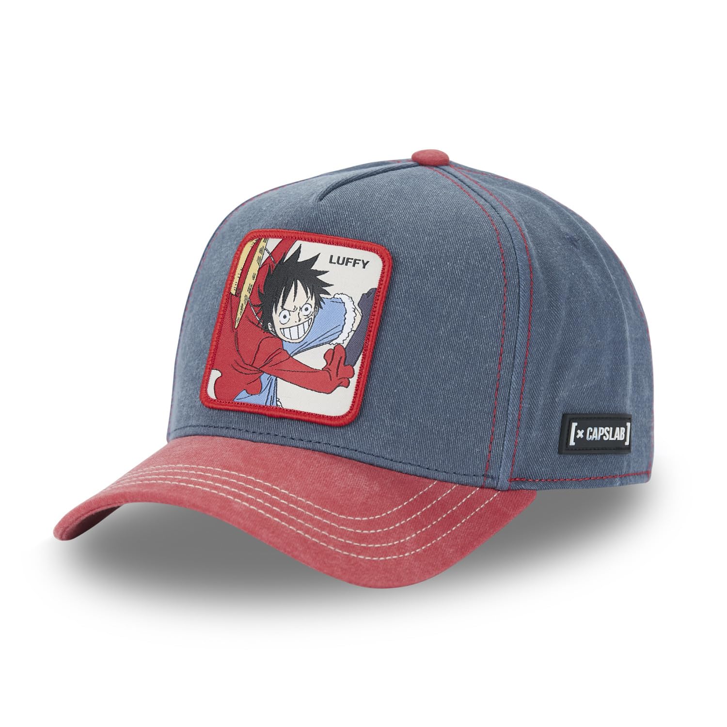 Capslab Luffy One Piece Denim Blue Red Adjustable Snapback Cap