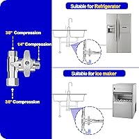 Vista 4 de Válvula de Parada en T - 0.95 cm Comp x 0.95 cm Comp x 0.63 cm Comp Válvula Add-A-Tee de Latón, Adaptador de Alimentación de Agua para Refrigerador