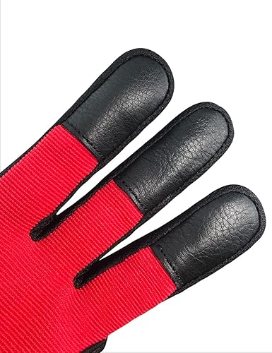 Miniatura 6 de ArcheryMax Protector de tres dedos hecho a mano para jóvenes adultos principiante tiro caza cuero tiro tiro con arco guantes